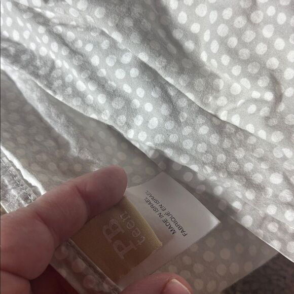 Pottery barn teen twin size sheet set top flat mini polka dot grey white cotton - Picture 3 of 4